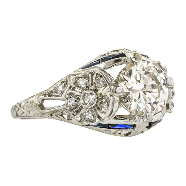 Vintage Diamond & Sapphire Engagement Ring, TRB; 1.03ct::Doyle & Doyle