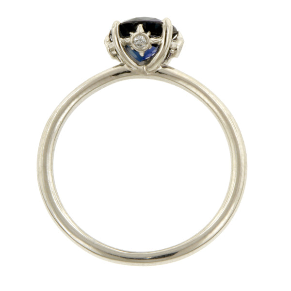 Contemporary ring: a Platinum North Star Sapphire Ring, 1.35ct.,Engagement Ring West 13th Collection- Heirloom sold by Doyle & Doyle vintage and antique jewelry boutique.