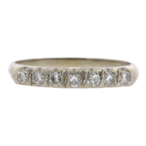Vintage ring: a White Gold Diamond Wedding Band sold by Doyle & Doyle vintage and antique jewelry boutique.