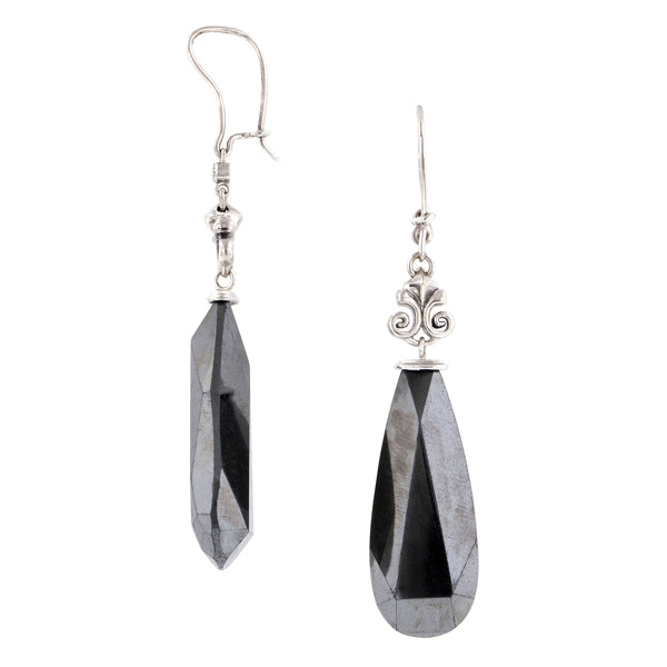 One of a Kind - Hematite & Diamond Drop Earrings :: Doyle & Doyle