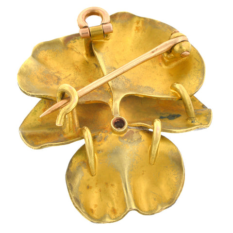 Antique Diamond & Enamel Flower Pin/Pendant