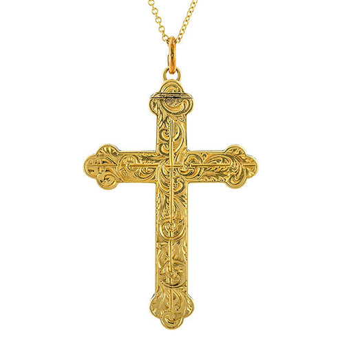 Mid Victorian Cross Locket Pendant sold by Doyle & Doyle an antique and vintage jewelry boutique.