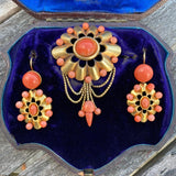 Victorian Coral Earring & Pin Set:: Doyle & Doyle