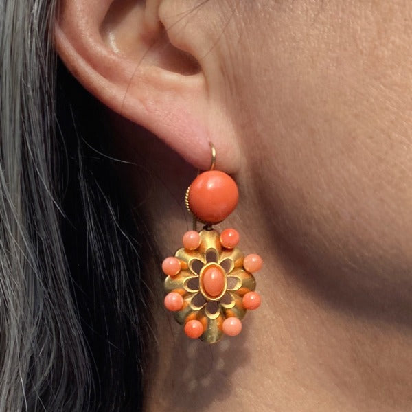 Victorian Coral Earring & Pin Set:: Doyle & Doyle