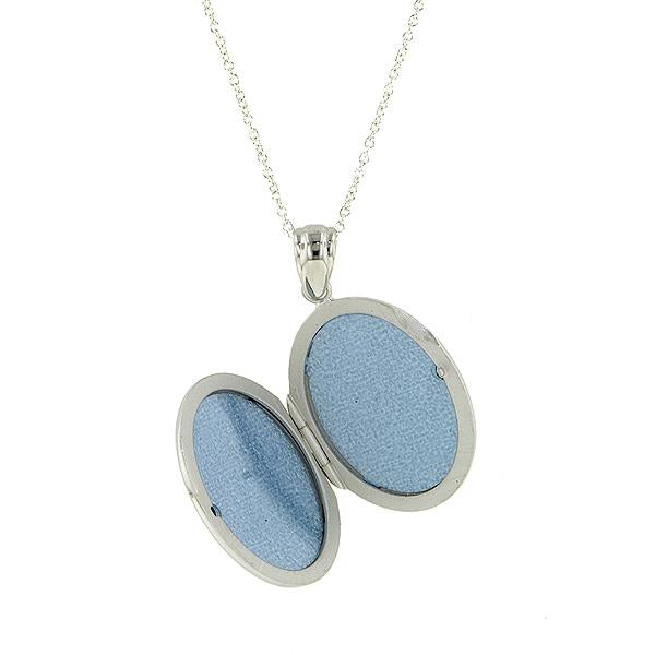 Oval Silver Locket sold by Doyle & Doyle a vintage & antique jewelry boutique.