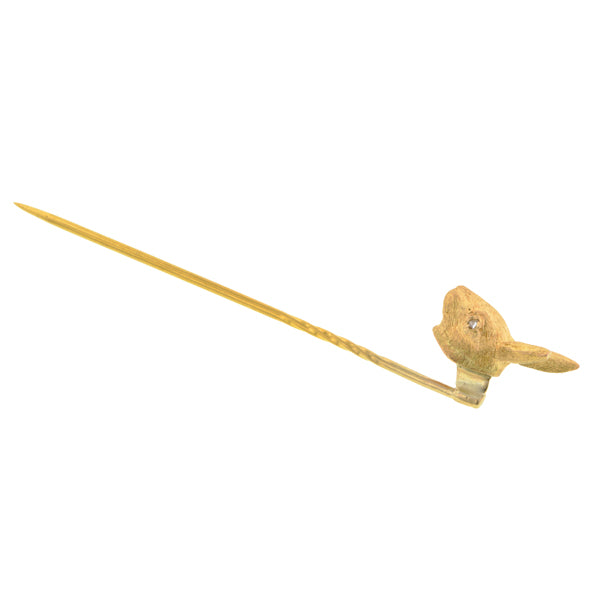 Antique Rabbit Head Stickpin sold by Doyle and Doyle an antique and vintage jewelry boutique