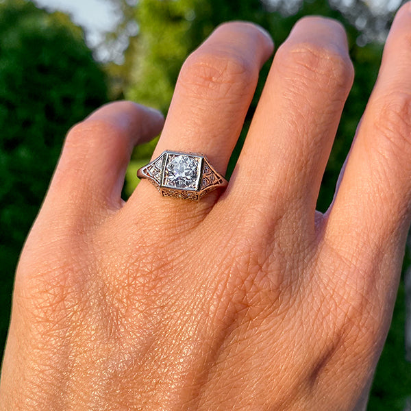 Vintage Engagement Ring, RBC Diamond 1.08ct.
