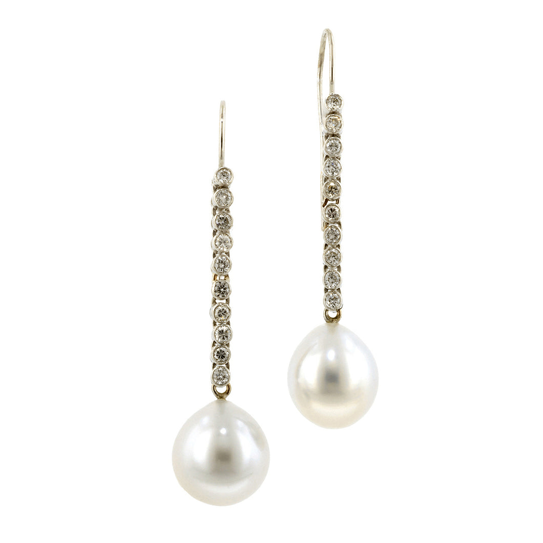Pearl* & Diamond Drop Earrings