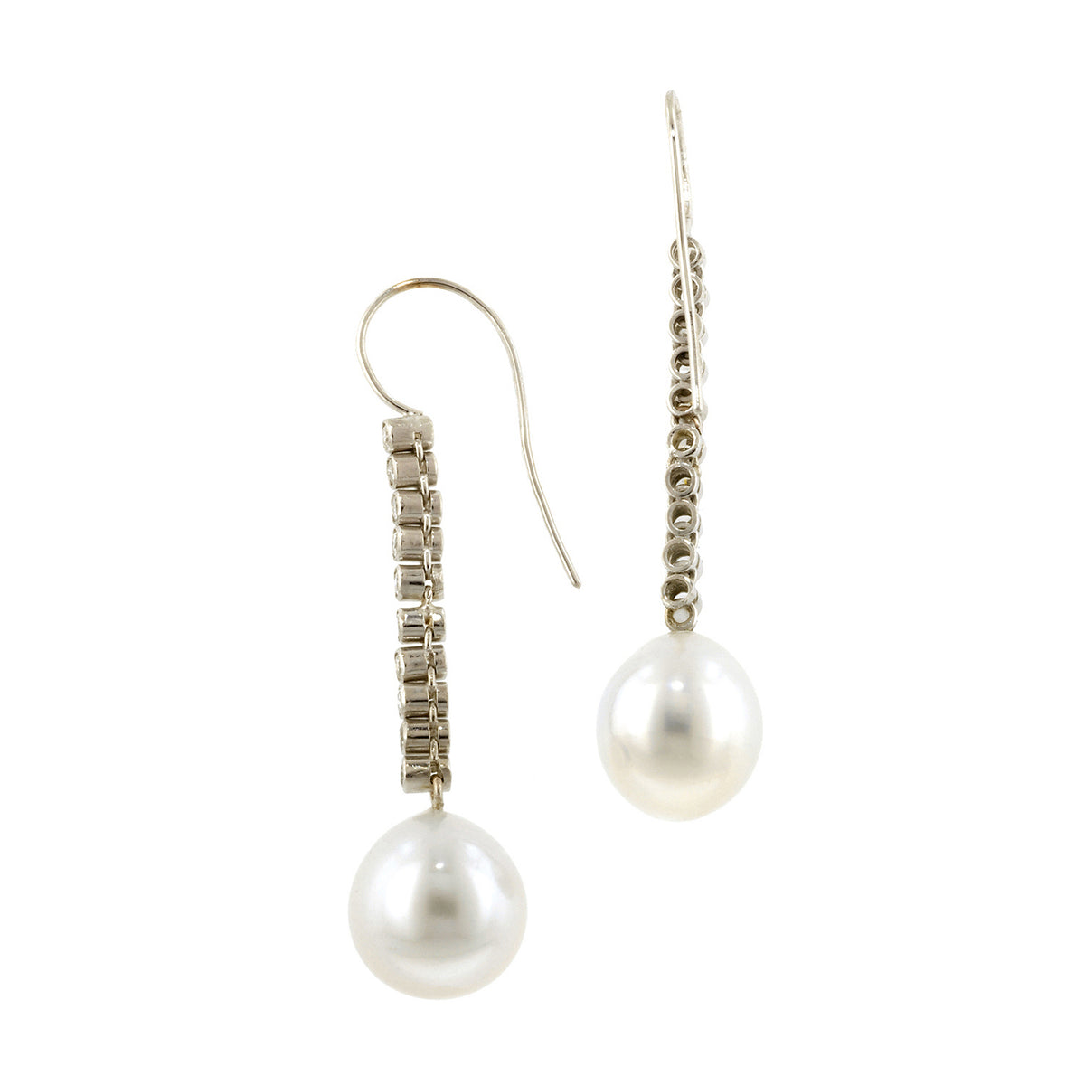 Pearl* & Diamond Drop Earrings