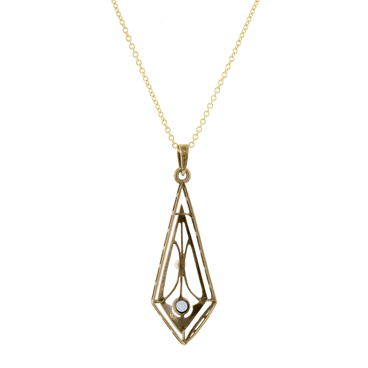 Edwardian Pearl & Sapphire Lavalier Necklace