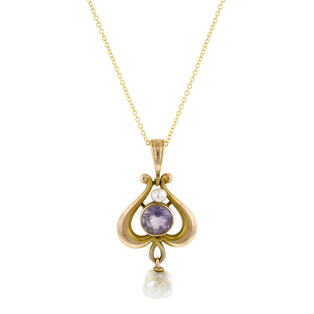 Edwardian Amethyst & Pearl Pendant