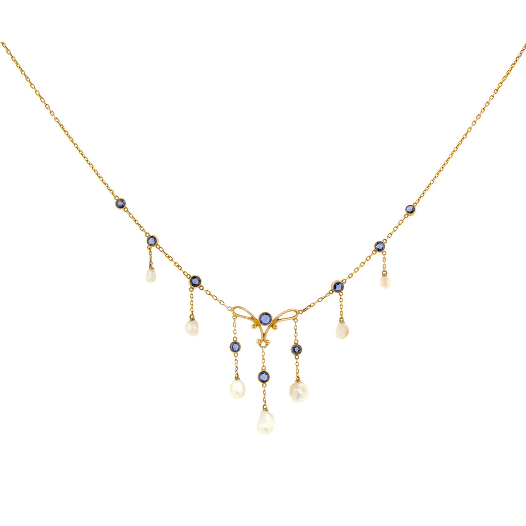 Edwardian Sapphire & Pearl Necklace