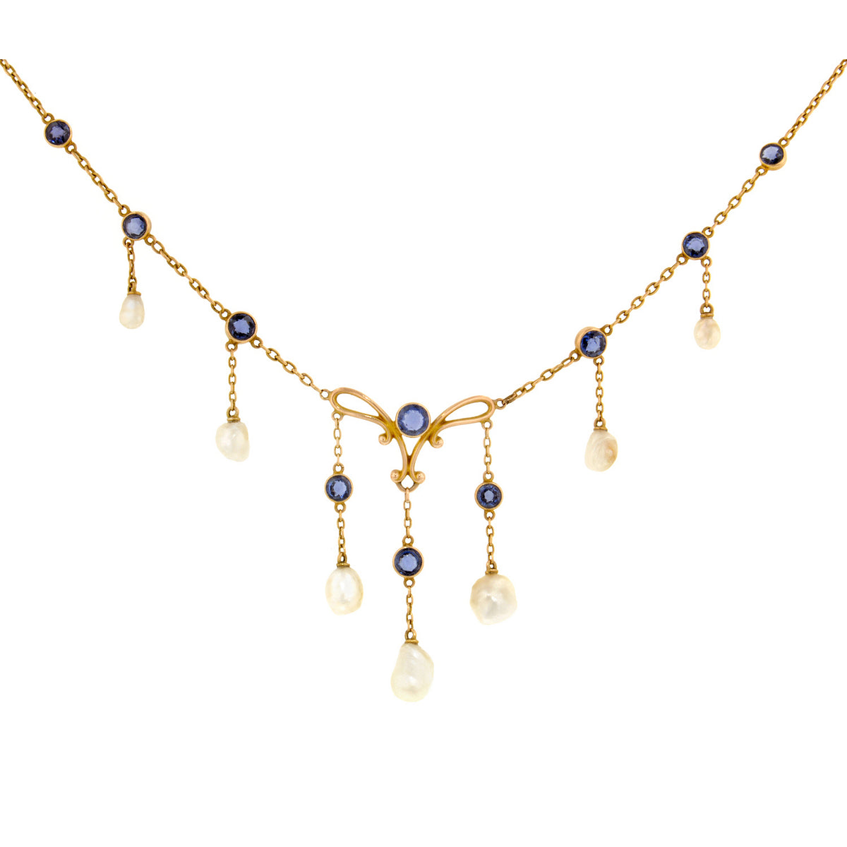 Edwardian Sapphire & Pearl Necklace