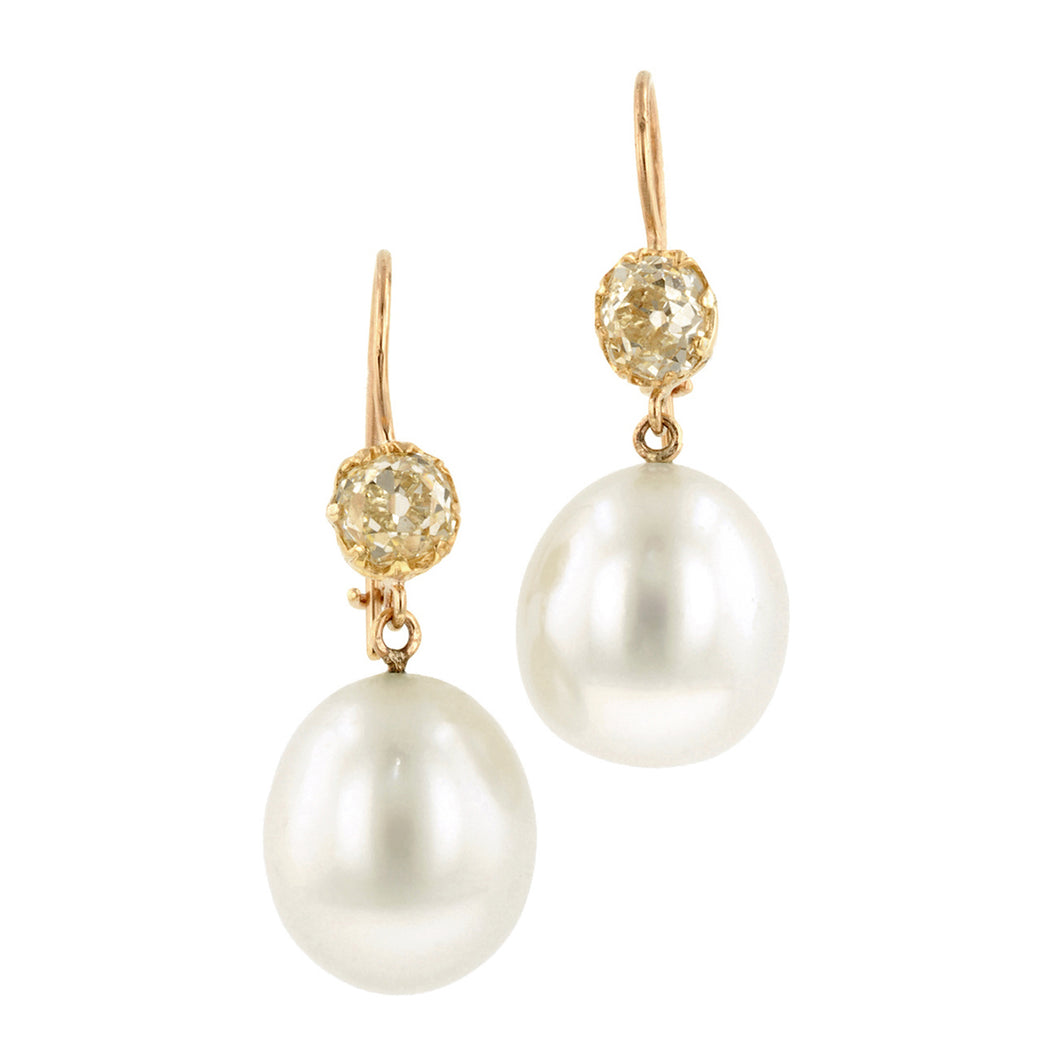 South Sea Pearl* & Diamond Drop Earrings