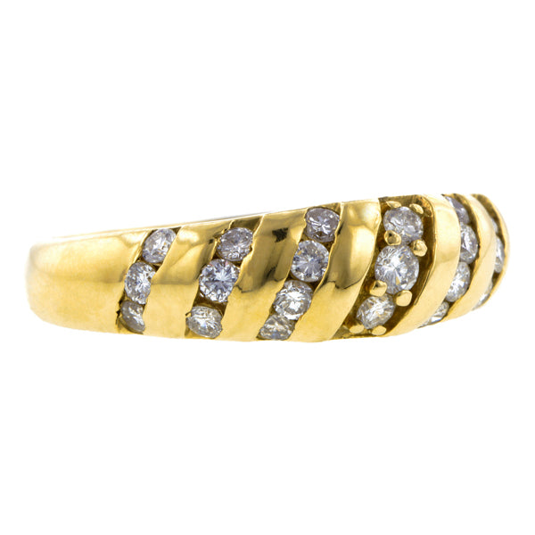 Vintage Gold Diamond Stripe Band Ring, from Doyle & Doyle vintage and antique jewelry boutique