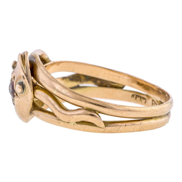 Edwardian Garnet Double Snake Ring