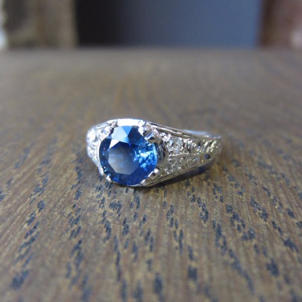 Art Deco Sapphire and Diamond Ring, 1.66ct