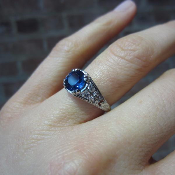 Art Deco Sapphire and Diamond Ring, 1.66ct