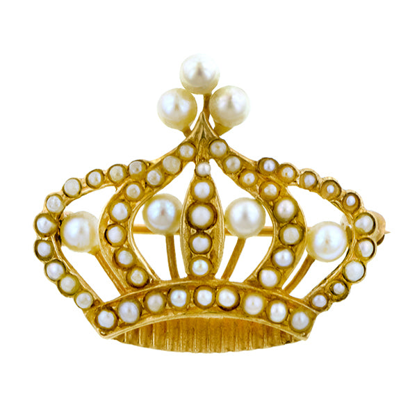 Vintage Pearl Crown Pin