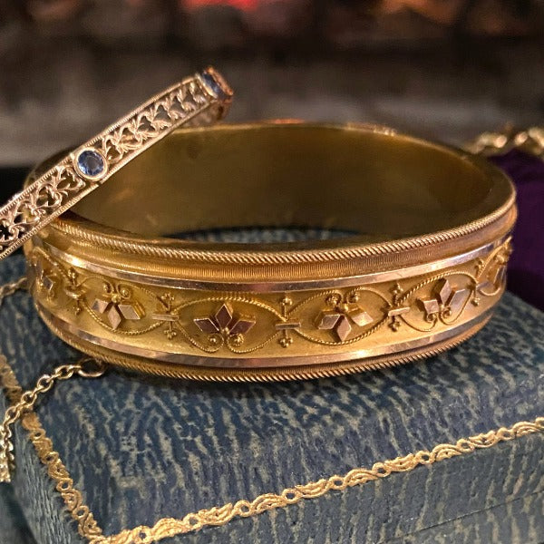Victorian Etruscan Revival Bangle Bracelet from Doyle & Doyle