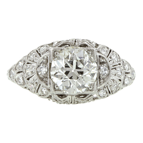 Art Deco Engagement Ring, Old European Cut, 1.24ct