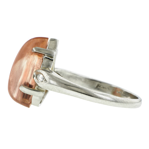 Pear Sunstone & Diamond Ring, from Doyle & Doyle vintage and antique jewelry boutique
