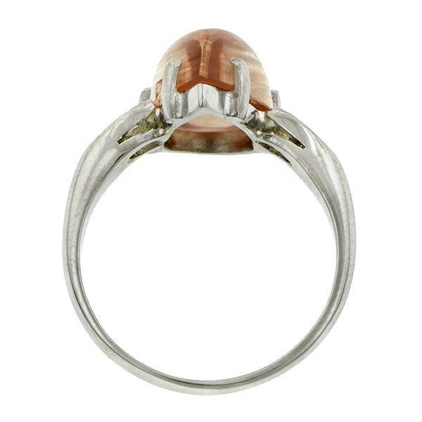 Pear Sunstone & Diamond Ring, from Doyle & Doyle vintage and antique jewelry boutique