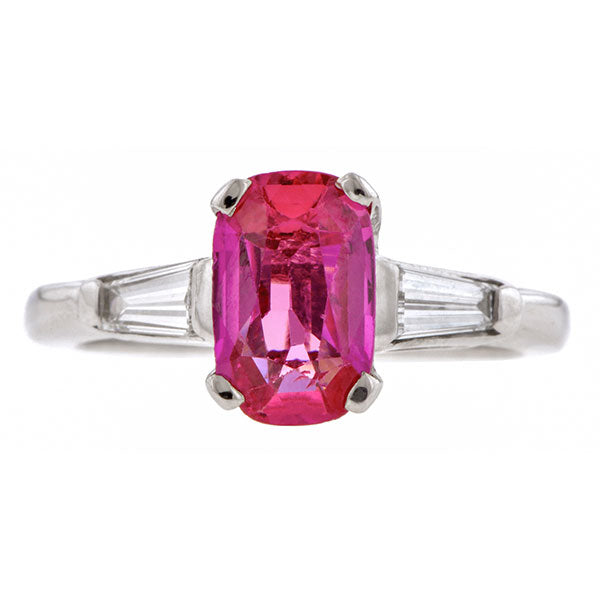 Vintage Pink Sapphire & Diamond Ring