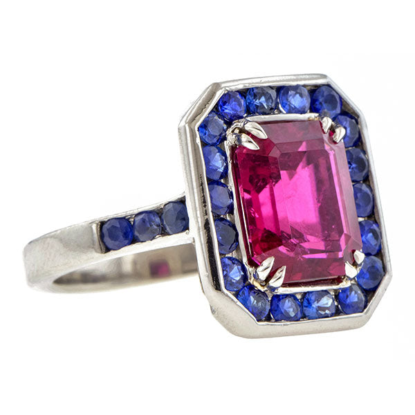 Vintage Rubellite & Sapphire Ring
