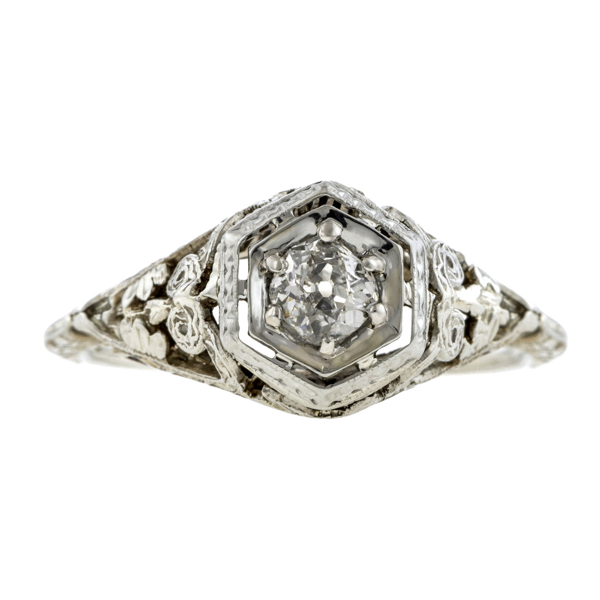 Vintage Art Deco Engagement Ring, Old Mine 0.30ct