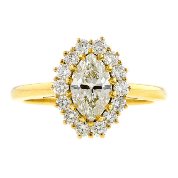 Oval Cluster Engagement Ring, Marquise 0.90ct.