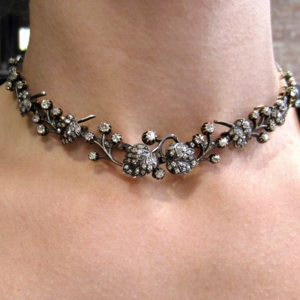 Victorian Diamond Vine Necklace sold by Doyle and Doyle an antique and vintage jewelry boutique