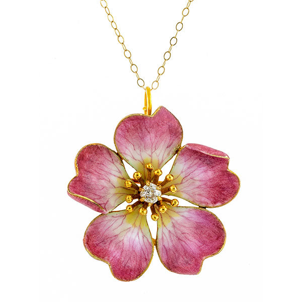Victorian Diamond Enamel Pansy Pin/Necklace