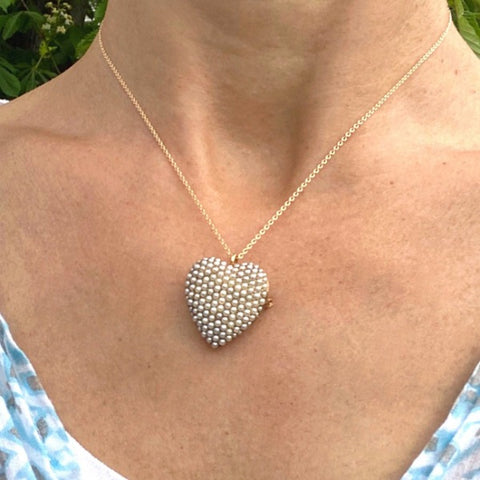 Victorian pave set pearl heart pin/pendant 106375N from Doyle & Doyle