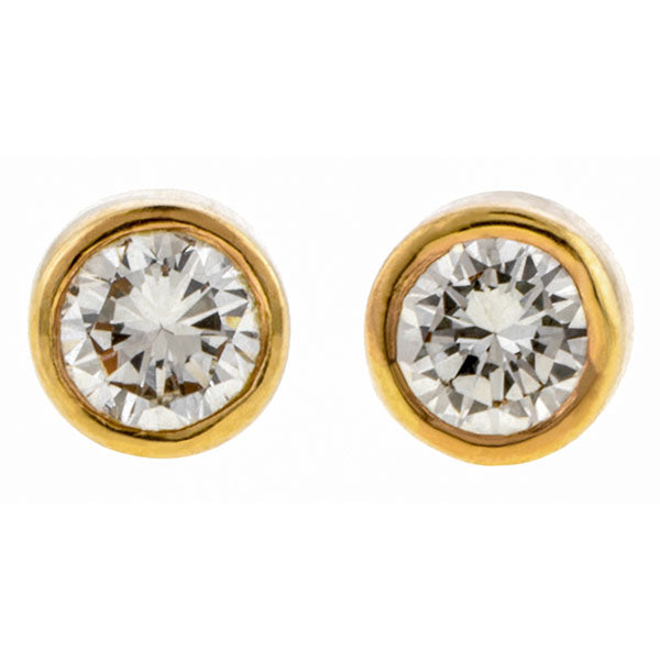 Vintage Bezel Set Diamond Stud Earrings