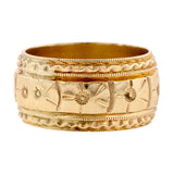 Vintage Wide Patterned Wedding Band Ring sold by Doyle & Doyle a vintage & antique jewelry store.