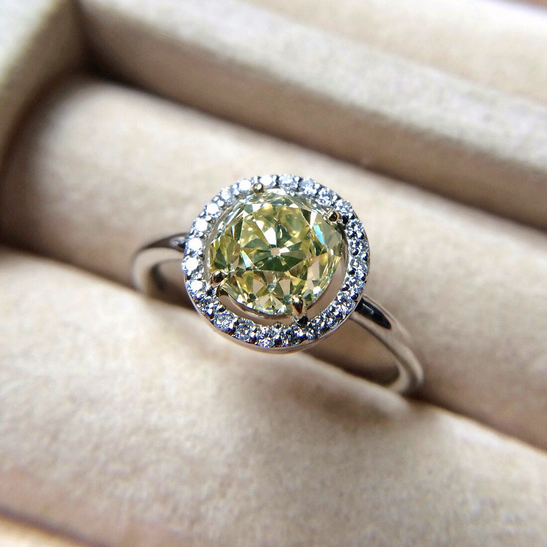 Vintage Fancy Yellow Diamond Ring, 1.88ct Old Mine Cut