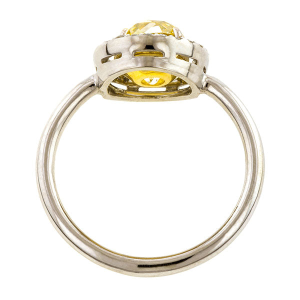 Vintage Fancy Yellow Diamond Engagement Ring, 1.88ct Old Mine Cut