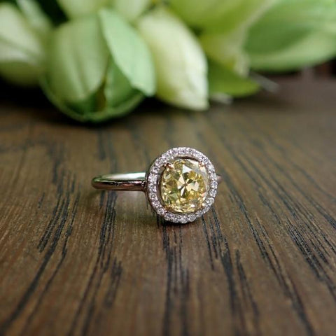 Vintage Fancy Yellow Diamond Ring, 1.88ct Old Mine Cut