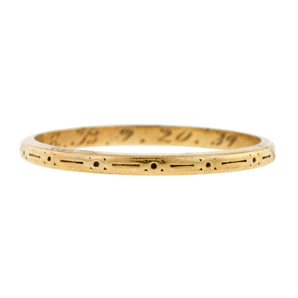 Vintage Patterned Wedding Band Ring