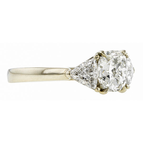 Estate Three Stone Diamond Ring, Cushion cut 1.52ct:
