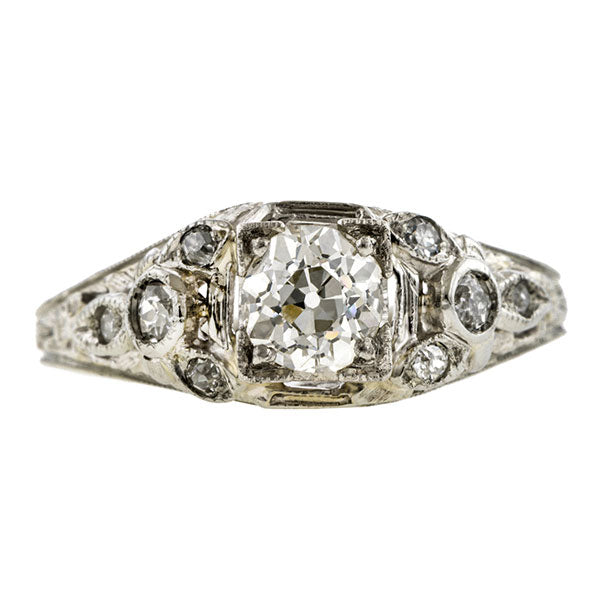Vintage Engagement Ring, Old Euro 0.65ct