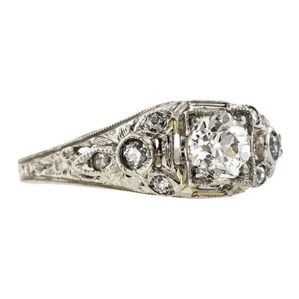 Vintage Engagement Ring, Old Euro 0.65ct
