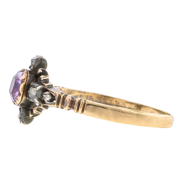 Georgian Amethyst & Diamond Ring, sold by Doyle & Doyle an antique and vintage jewelry store.