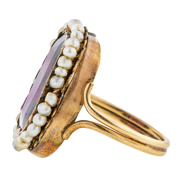 Antique Garnet & Pearl Ring