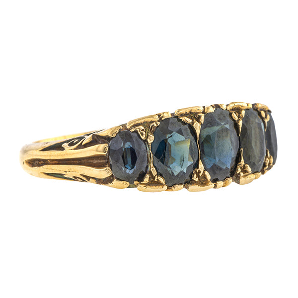 Vintage Five Stone Sapphire Filigree Ring