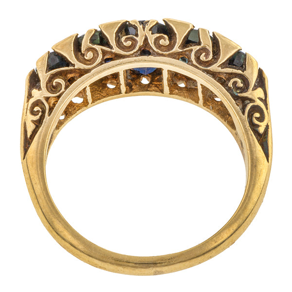 Vintage Five Stone Sapphire Filigree Ring