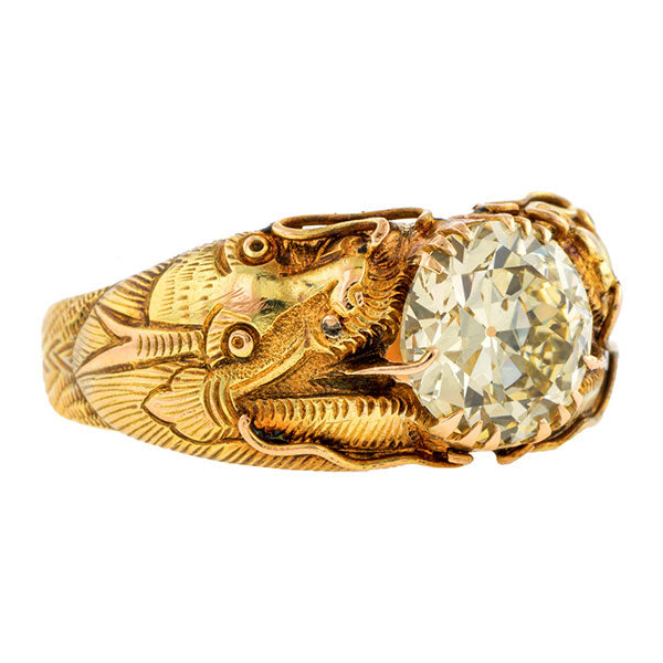 Vintage Diamond Dragon Ring, RBC 2.56ct