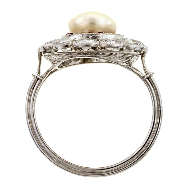 Edwardian Pearl Ruby & Diamond Ring