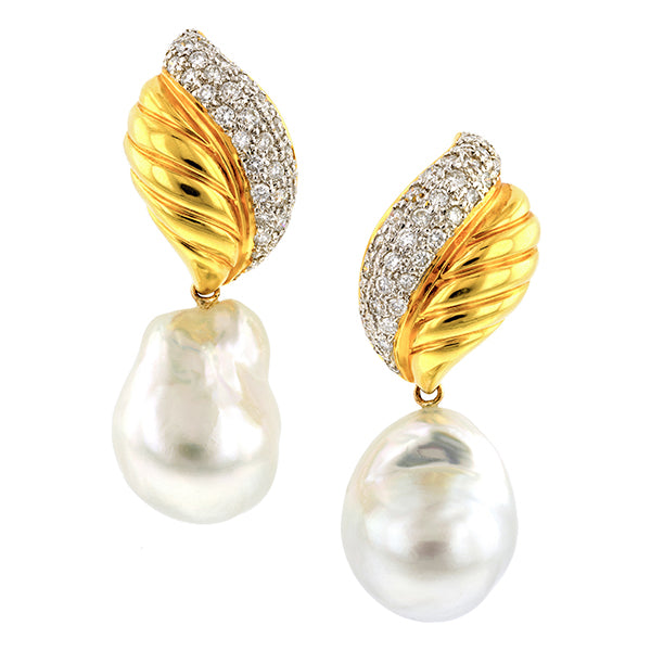 Vintage Day/Night Diamond and Pearl Drop Earrings